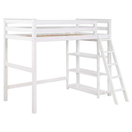 Anica 3-shelf Wood Twin Loft Bed White - 460089 - Luna Furniture