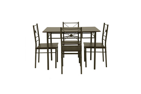 Anna 5-piece Rectangular Dining Set Dark Bronze - 100033 - Luna Furniture