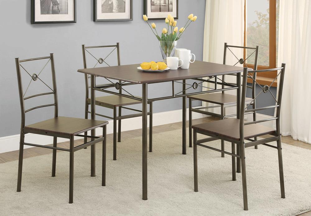 Anna Dark Bronze 5-Piece Rectangular Dining Set from Coaster - Luna Furniture