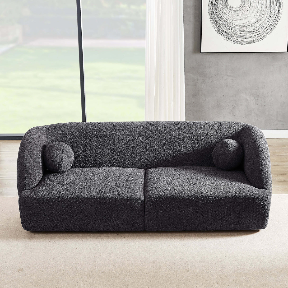 Anna French Boucle Sofa Grey - AFC01883 - Luna Furniture