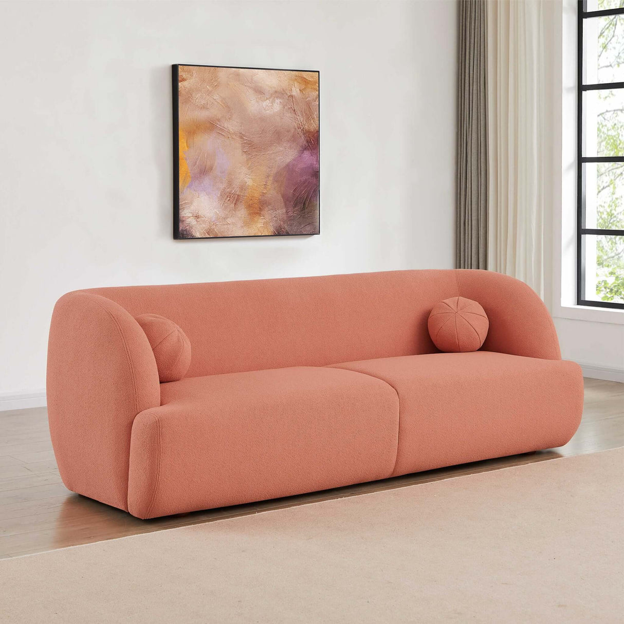 Anna French Boucle Sofa Pink - AFC00182 - Luna Furniture