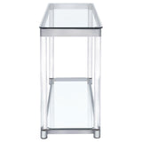 Anne Sofa Table with Lower Shelf Chrome/Clear from Coaster - Luna Furniture