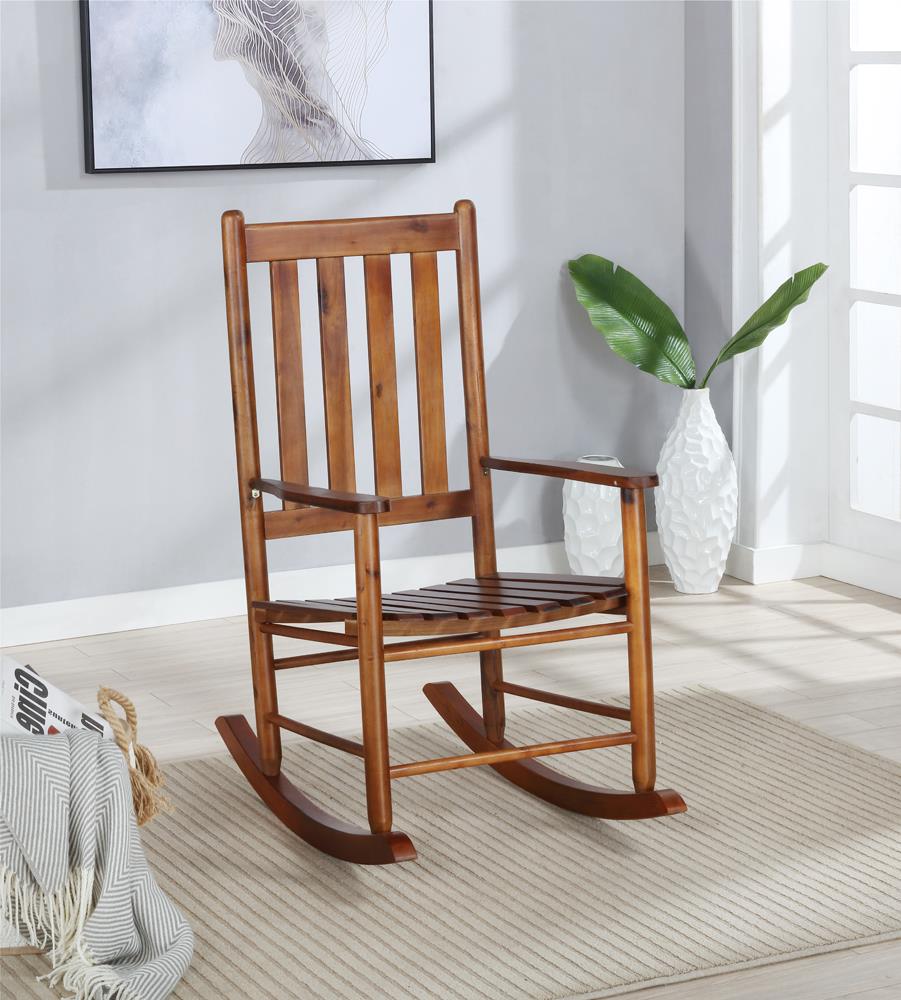 Annie Slat Back Wooden Rocking Chair Golden Brown - 609457 - Luna Furniture