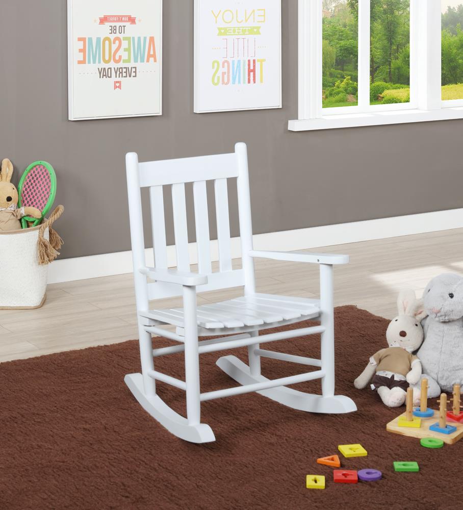 Annie Slat Back Youth Rocking Chair White - 609450 - Luna Furniture