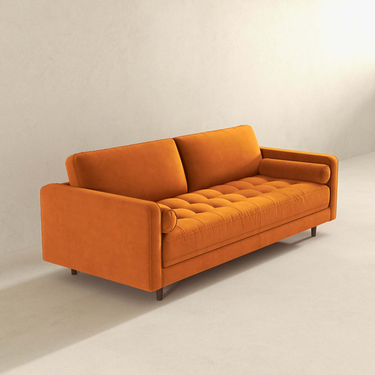 Anthony Mid-Century Modern Burnt Orange Pillow Back Velvet Sofa - AFC02001 - Luna Furniture