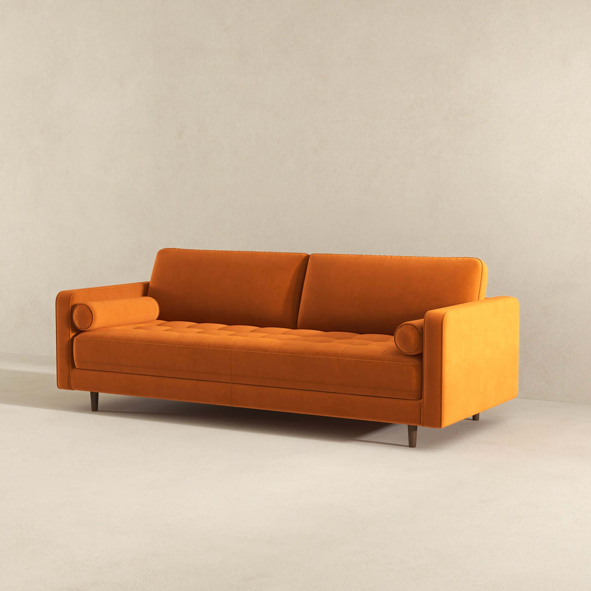 Anthony Mid-Century Modern Burnt Orange Pillow Back Velvet Sofa - AFC02001 - Luna Furniture