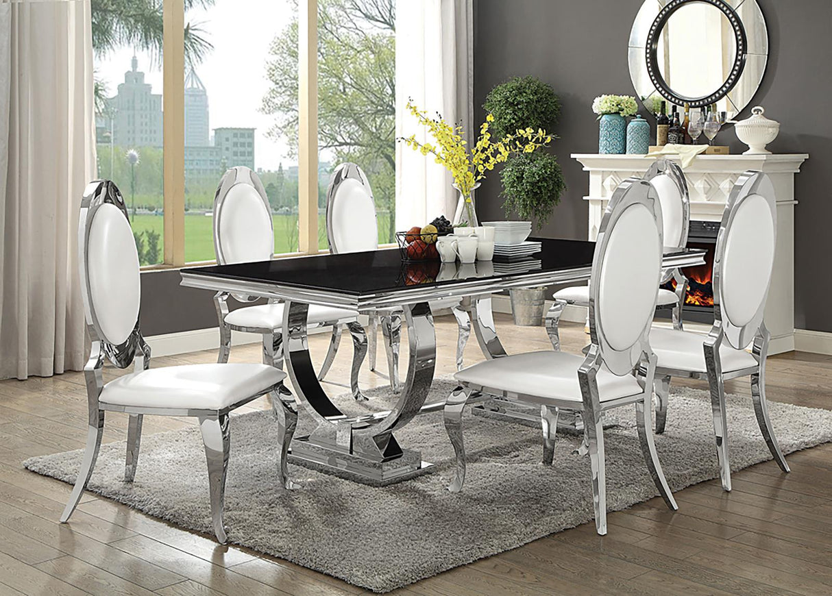 Antoine 7-piece Rectangular Dining Set Creamy White and Chrome - 107871-S7 - Luna Furniture