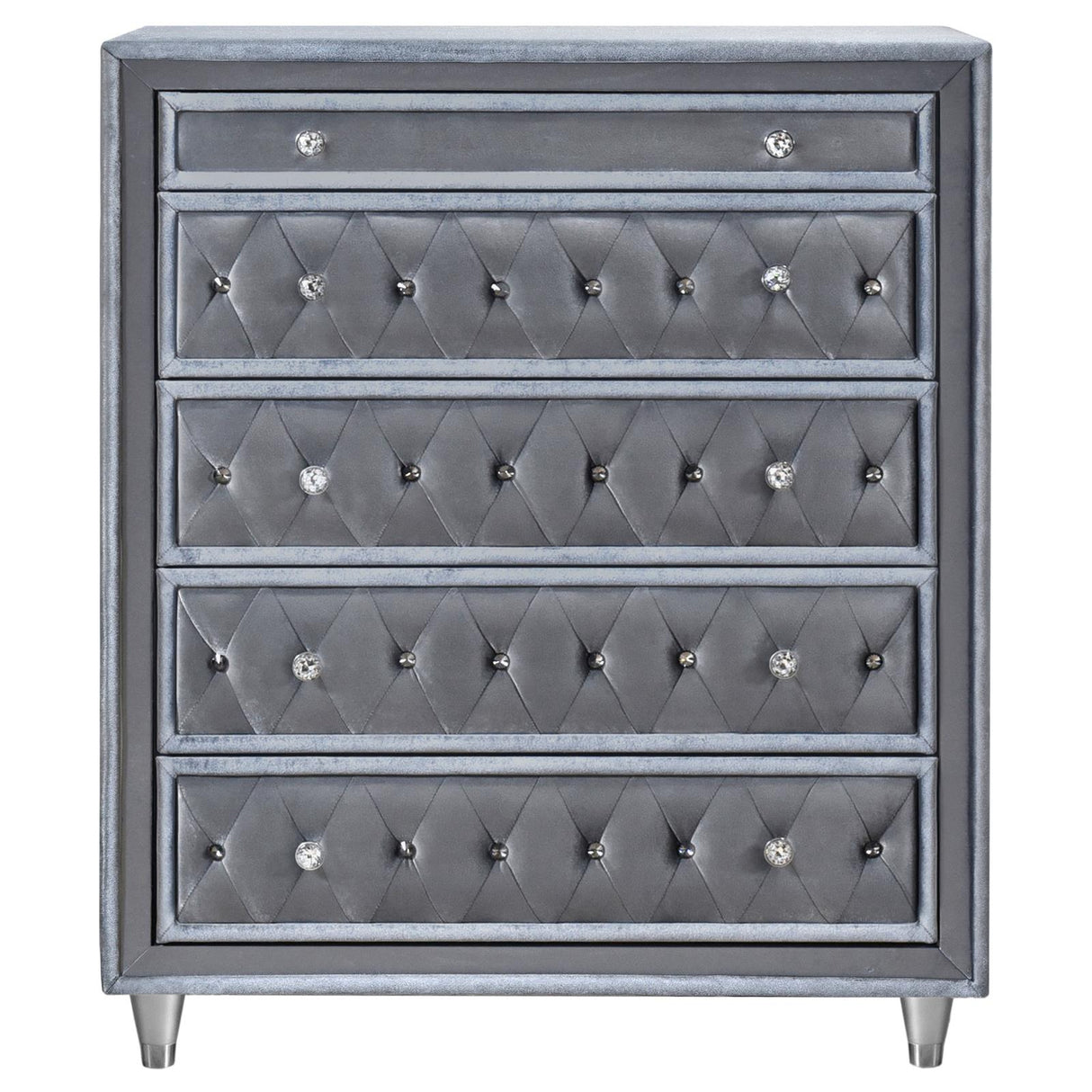 Antonella 5-drawer Upholstered Chest Grey - 223585 - Luna Furniture
