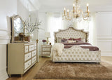 Antonella 7-drawer Upholstered Dresser with Mirror Ivory and Camel from Coaster - Luna Furniture