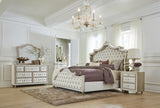 Antonella Ivory/Camel 4-Piece Upholstered Tufted Eastern King Bedroom Set from Coaster - Luna Furniture