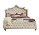 Antonella Ivory/Camel 4-Piece Upholstered Tufted California King Bedroom Set from Coaster - Luna Furniture