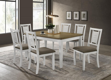 Appleton 7-piece Rectangular Dining Set Brown Brushed and White - 110411-S7 - Luna Furniture