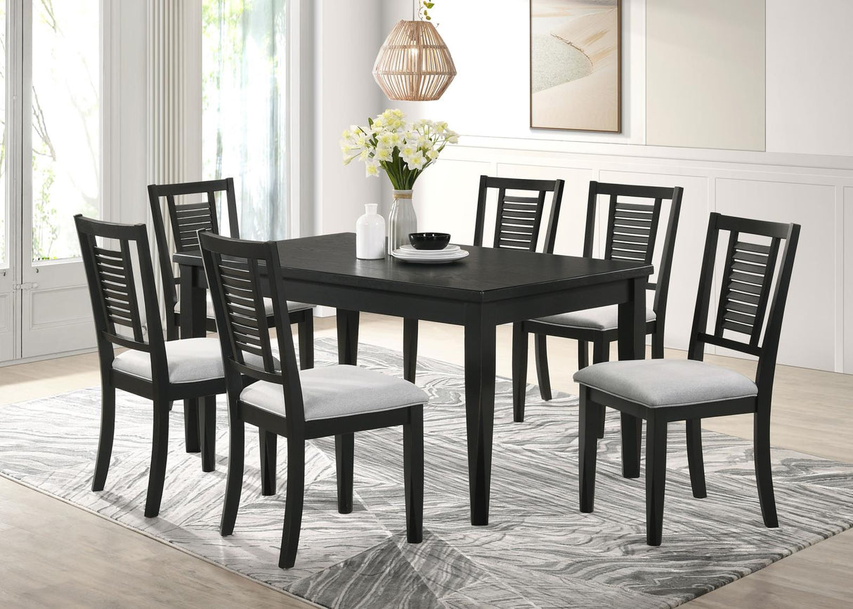 Appleton Black Washed/Light Grey 7-Piece Rectangular Dining Set from Coaster - Luna Furniture