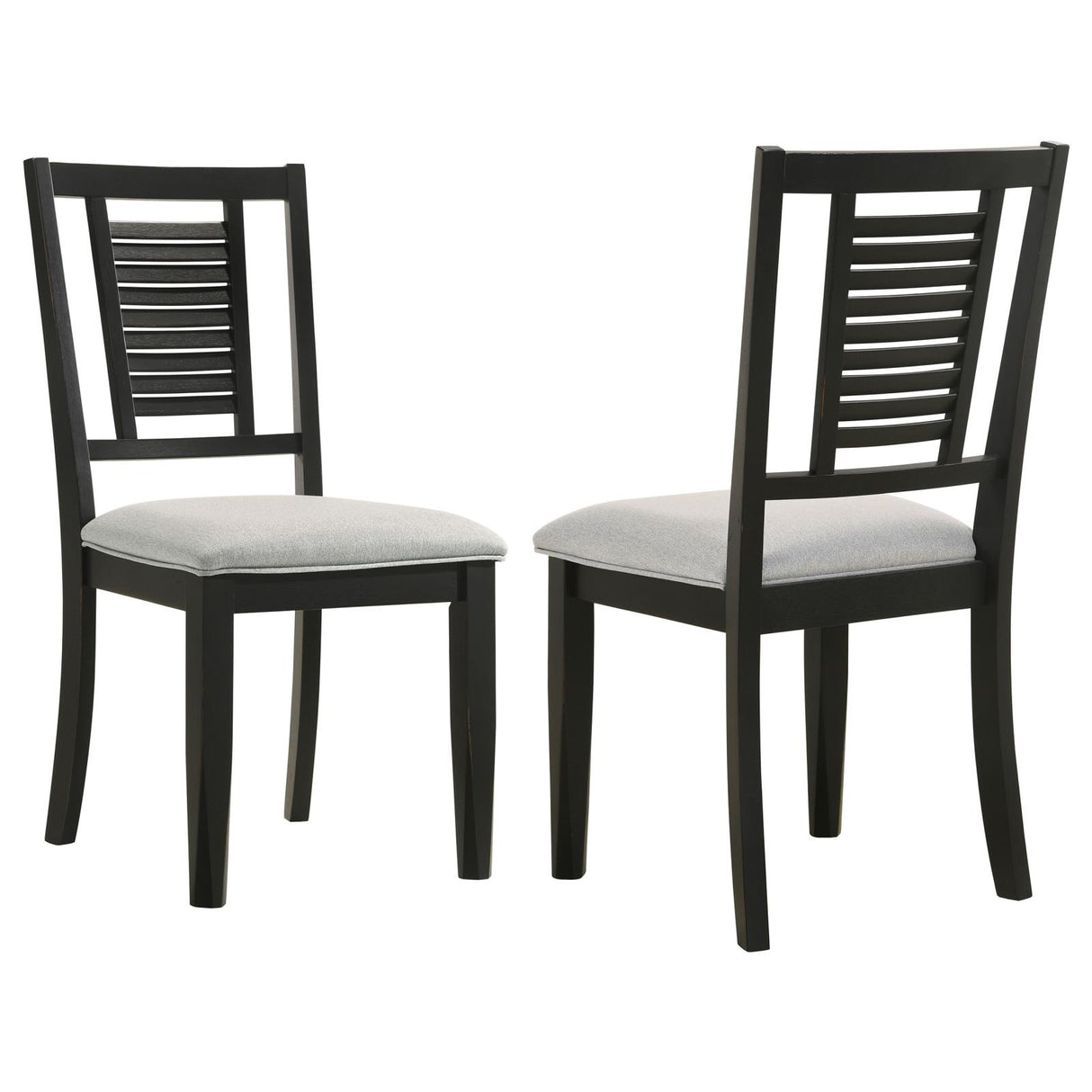 Appleton Ladder Back Dining Side Chair Black Washed and Light Grey (Set of 2) from Coaster - Luna Furniture