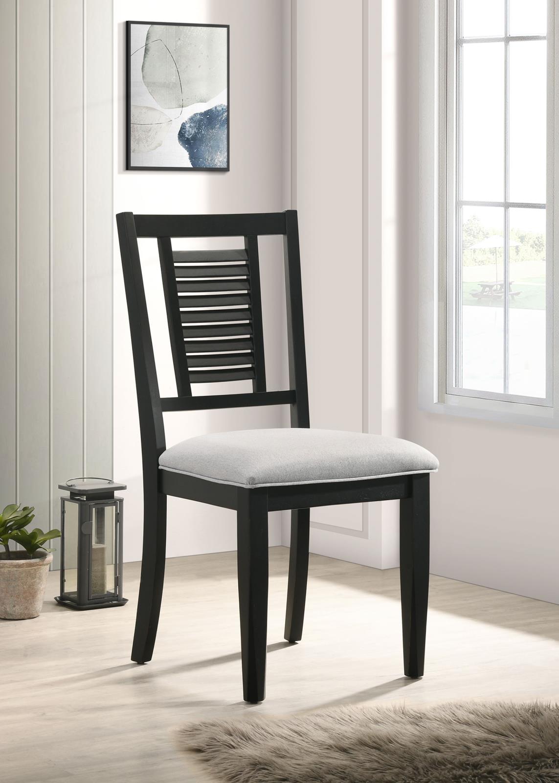 Appleton Ladder Back Dining Side Chair Black Washed and Light Grey (Set of 2) from Coaster - Luna Furniture