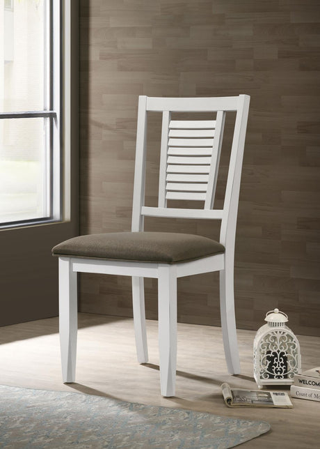 Appleton Ladder Back Dining Side Chair White and Brown (Set of 2) from Coaster - Luna Furniture