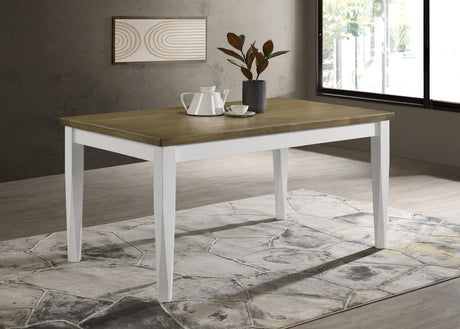 Appleton Rectangular Wood Dining Table Brown Brushed and White from Coaster - Luna Furniture