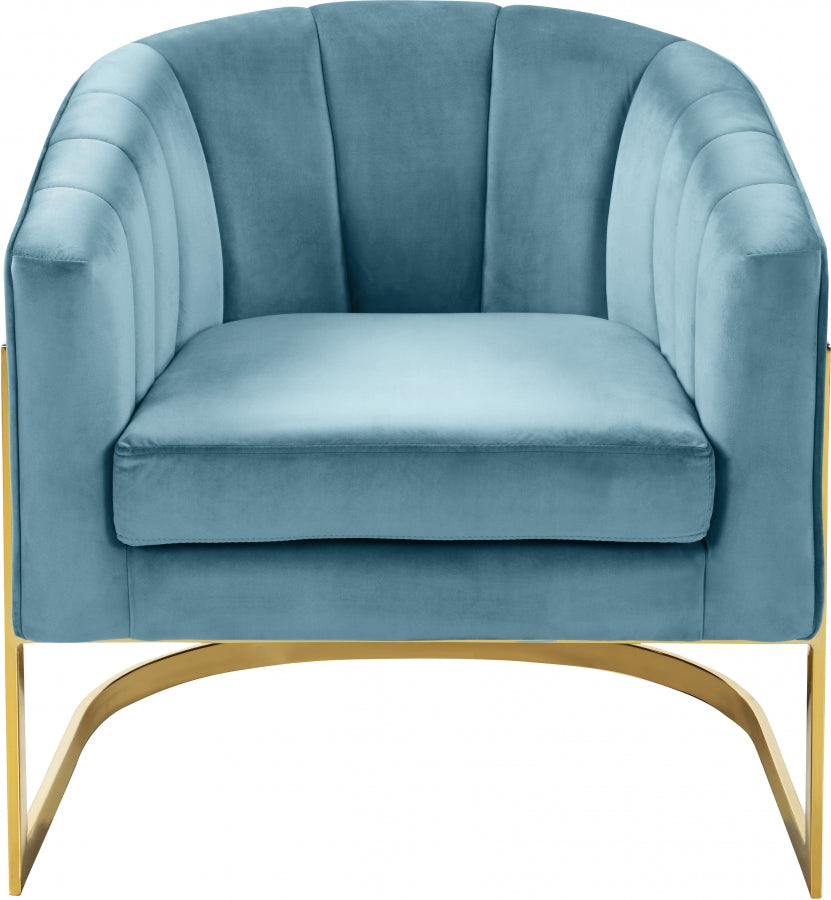 Carter Aqua Velvet Accent Chair from Meridian - Luna Furniture