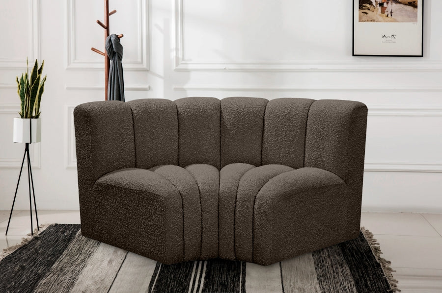 Arc Boucle Fabric 2pc. Sectional Brown from Meridian - Luna Furniture