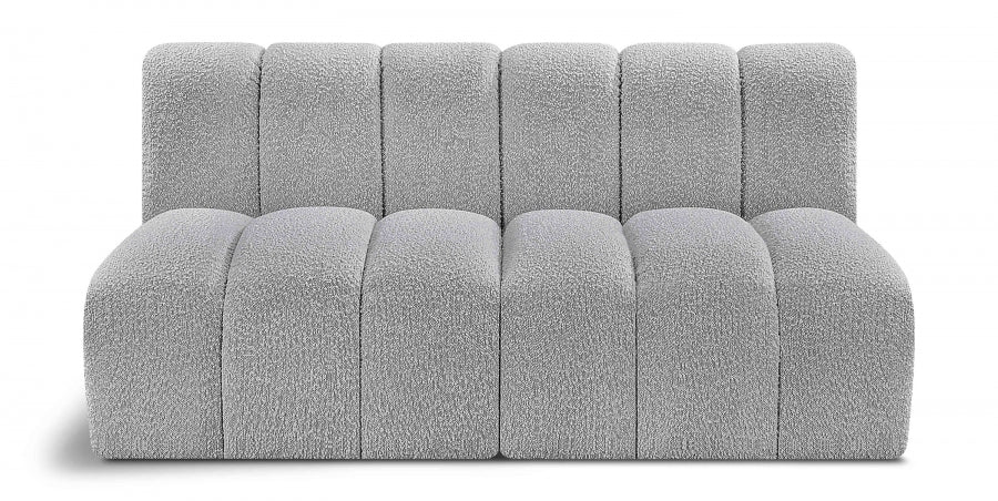 Arc Boucle Fabric 2pc. Sectional Grey from Meridian - Luna Furniture