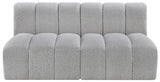 Arc Boucle Fabric 2pc. Sectional Grey from Meridian - Luna Furniture