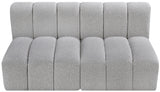 Arc Boucle Fabric 2pc. Sectional Grey from Meridian - Luna Furniture