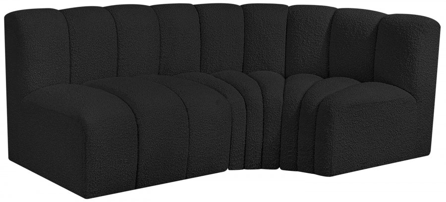 Arc Boucle Fabric 3pc. Sectional Black from Meridian - Luna Furniture