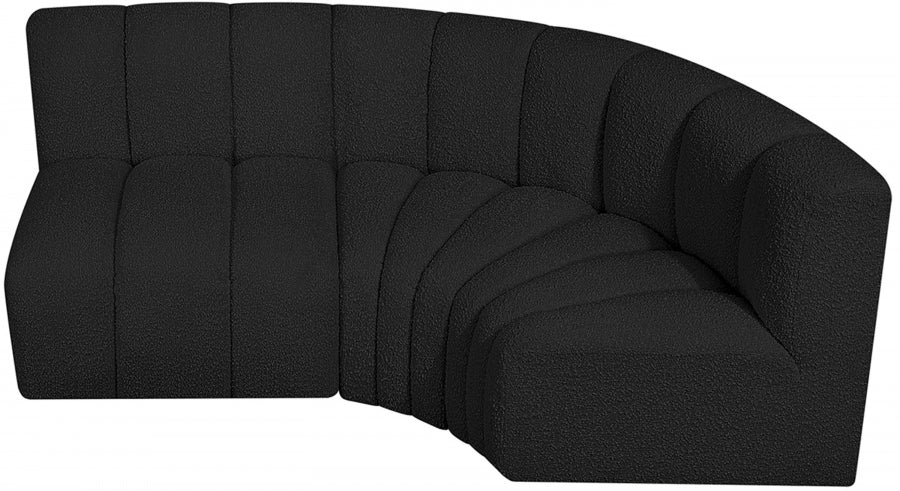 Arc Boucle Fabric 3pc. Sectional Black from Meridian - Luna Furniture