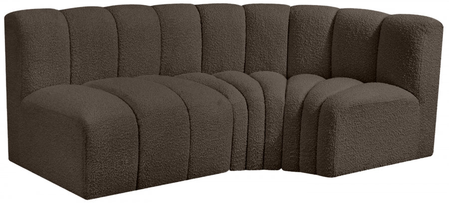 Arc Boucle Fabric 3pc. Sectional Brown from Meridian - Luna Furniture