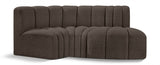 Arc Boucle Fabric 3pc. Sectional Brown from Meridian - Luna Furniture