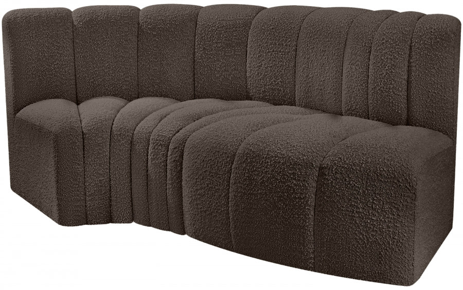 Arc Boucle Fabric 3pc. Sectional Brown from Meridian - Luna Furniture