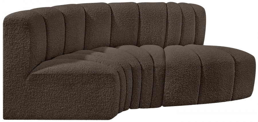 Arc Boucle Fabric 3pc. Sectional Brown from Meridian - Luna Furniture