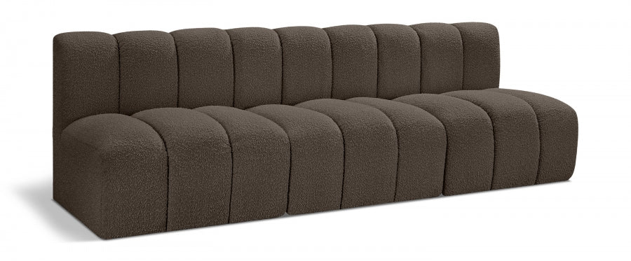 Arc Boucle Fabric 3pc. Sectional Brown from Meridian - Luna Furniture