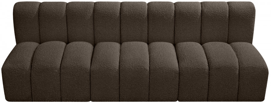 Arc Boucle Fabric 3pc. Sectional Brown from Meridian - Luna Furniture