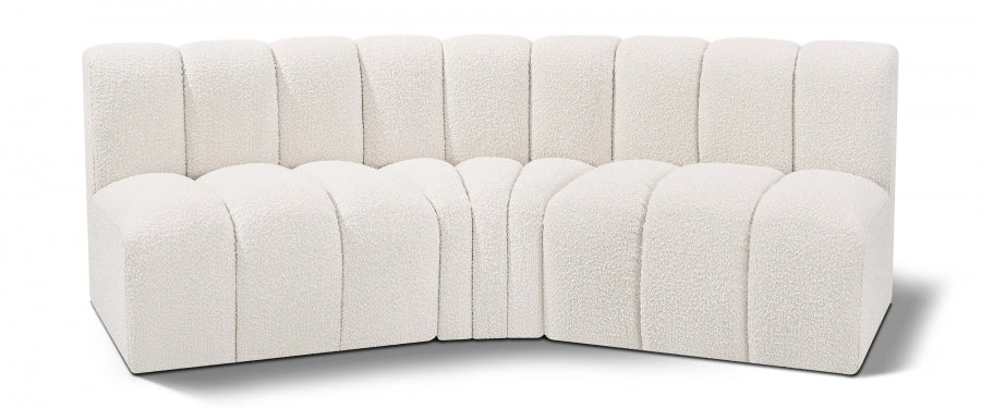 Arc Boucle Fabric 3pc. Sectional Cream from Meridian - Luna Furniture