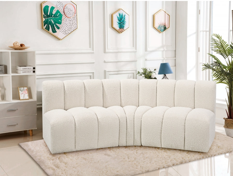 Arc Boucle Fabric 3pc. Sectional Cream from Meridian - Luna Furniture