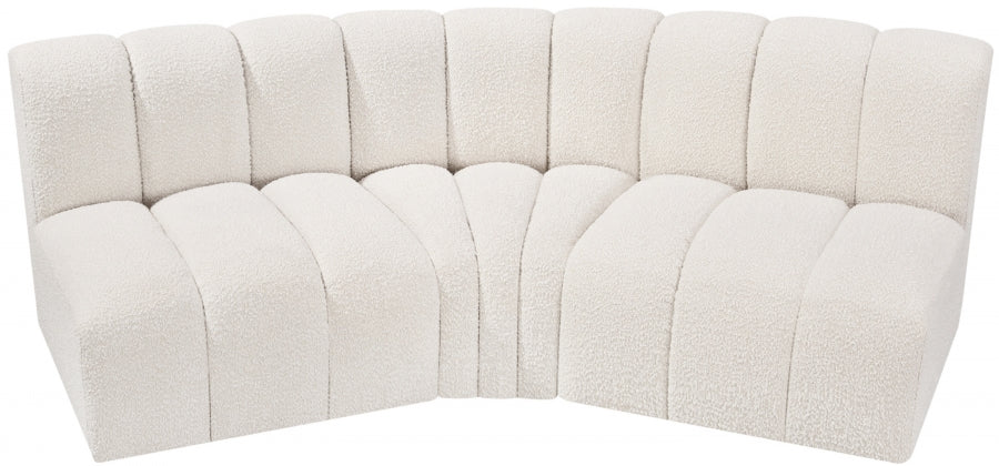 Arc Boucle Fabric 3pc. Sectional Cream from Meridian - Luna Furniture