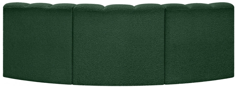 Arc Boucle Fabric 3pc. Sectional Green from Meridian - Luna Furniture