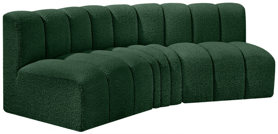 Arc Boucle Fabric 3pc. Sectional Green from Meridian - Luna Furniture