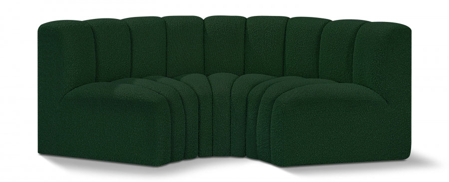 Arc Boucle Fabric 3pc. Sectional Green from Meridian - Luna Furniture