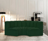 Arc Boucle Fabric 3pc. Sectional Green from Meridian - Luna Furniture