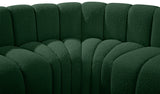 Arc Boucle Fabric 3pc. Sectional Green from Meridian - Luna Furniture