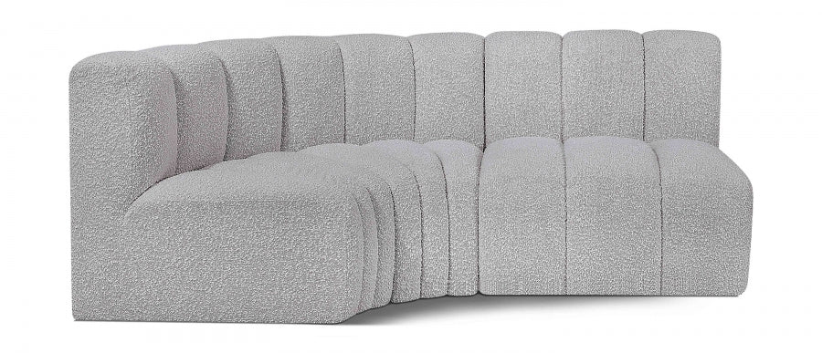 Arc Boucle Fabric 3pc. Sectional Grey from Meridian - Luna Furniture