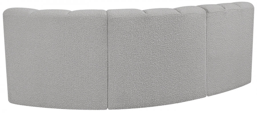 Arc Boucle Fabric 3pc. Sectional Grey from Meridian - Luna Furniture