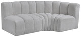 Arc Boucle Fabric 3pc. Sectional Grey from Meridian - Luna Furniture