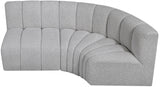 Arc Boucle Fabric 3pc. Sectional Grey from Meridian - Luna Furniture