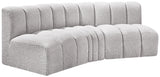 Arc Boucle Fabric 3pc. Sectional Grey from Meridian - Luna Furniture