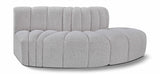 Arc Boucle Fabric 3pc. Sectional Grey from Meridian - Luna Furniture