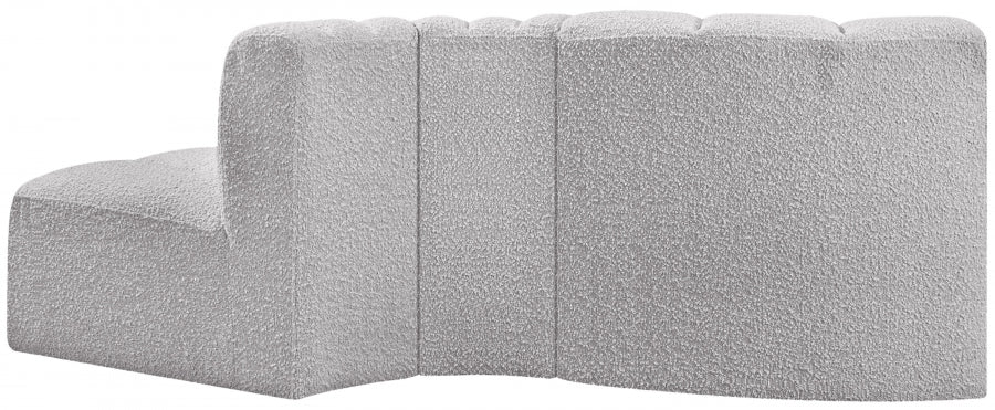 Arc Boucle Fabric 3pc. Sectional Grey from Meridian - Luna Furniture