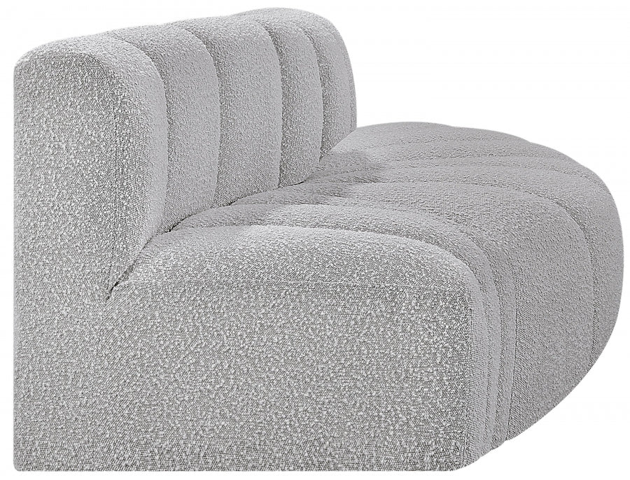 Arc Boucle Fabric 3pc. Sectional Grey from Meridian - Luna Furniture